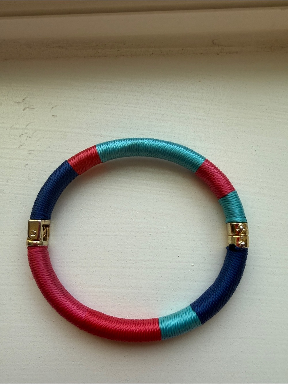 Colorblock Wrap Bangle Bracelet - Pink, Teal & Navy